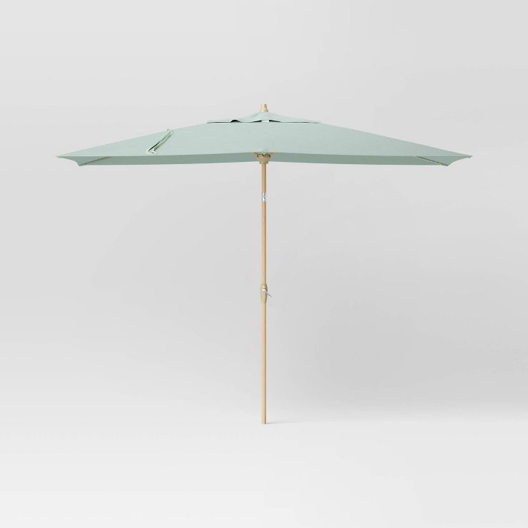 10'x6' Rectangular Market Patio Umbrella - Light Wood Pole - Threshold™ | Target