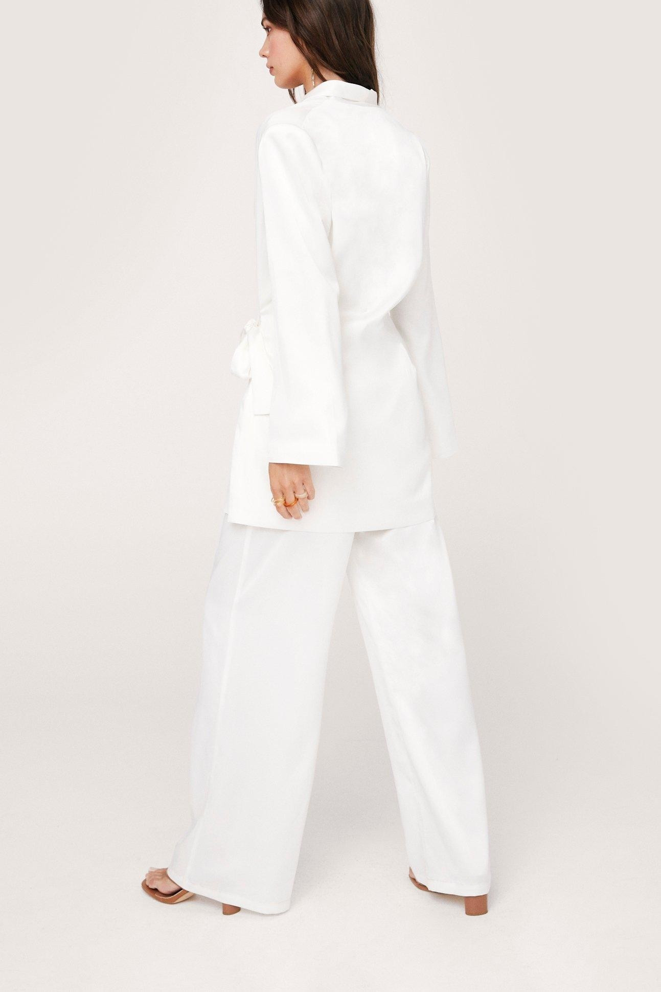 Satin Longline Draped Wrap Front Blazer | Nasty Gal (US)