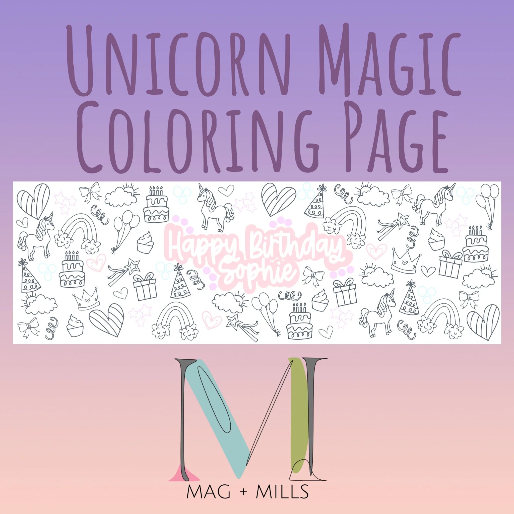Unicorn Magic Coloring Banner | Mag & Mills