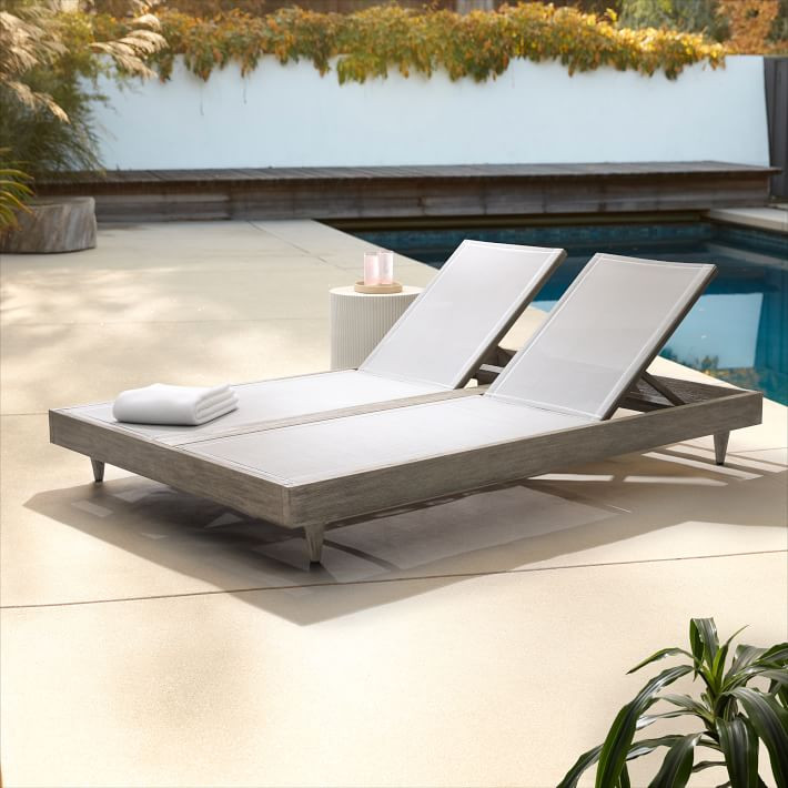 Portside Outdoor Textilene Chaise Double Lounger | West Elm (US)