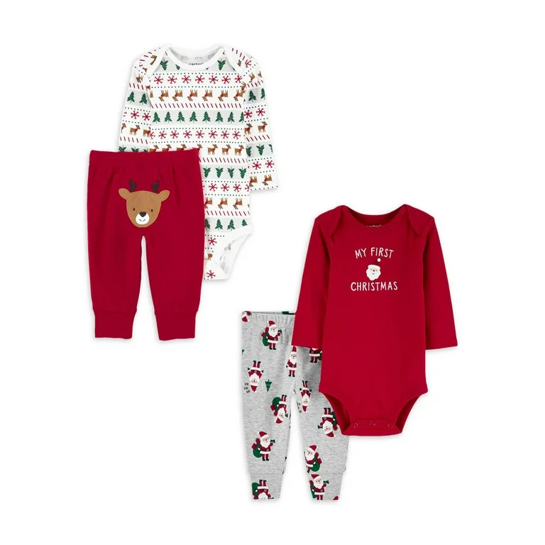 Carter's Child of Mine Baby Unisex, Christmas Bodysuit and Pants Set, 4-Piece, Sizes Preemie-12 M... | Walmart (US)