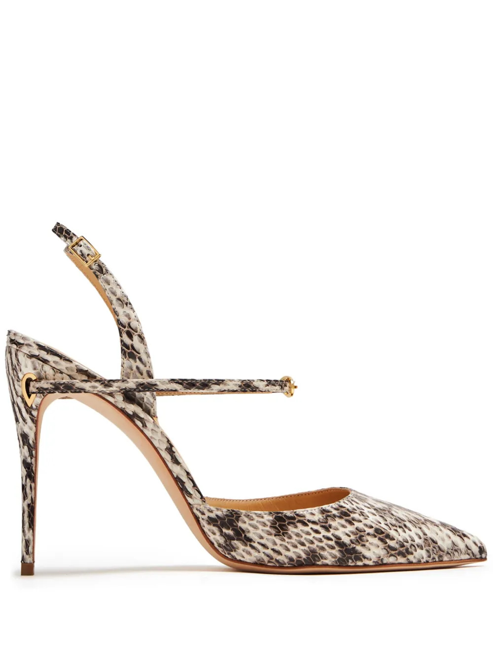 Jennifer Chamandi Vittorio 105mm Snakeskin Pumps | Neutrals | FARFETCH UK | Farfetch Global