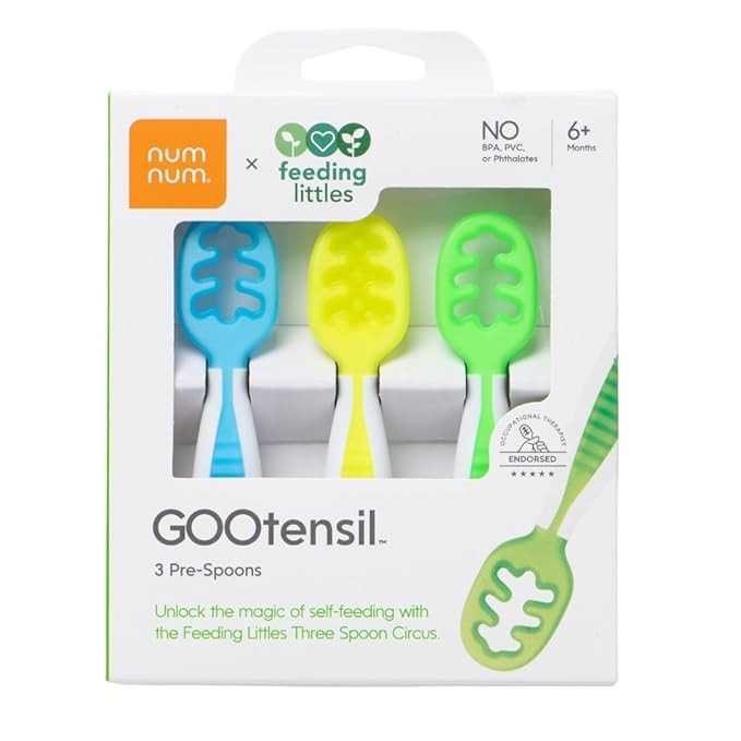 NumNum Baby Spoons Set, Feeding Littles x Silicone Pre-Spoon GOOtensils for Kids Aged 6+ Months -... | Amazon (US)