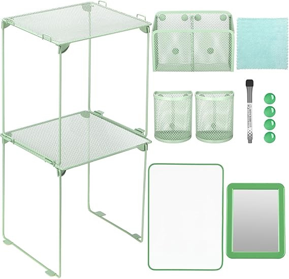 Ctosree 13 Pcs Locker Organizer and Accessories Kit Stackable Mesh Locker Shelf, Pen Holder, Magn... | Amazon (US)