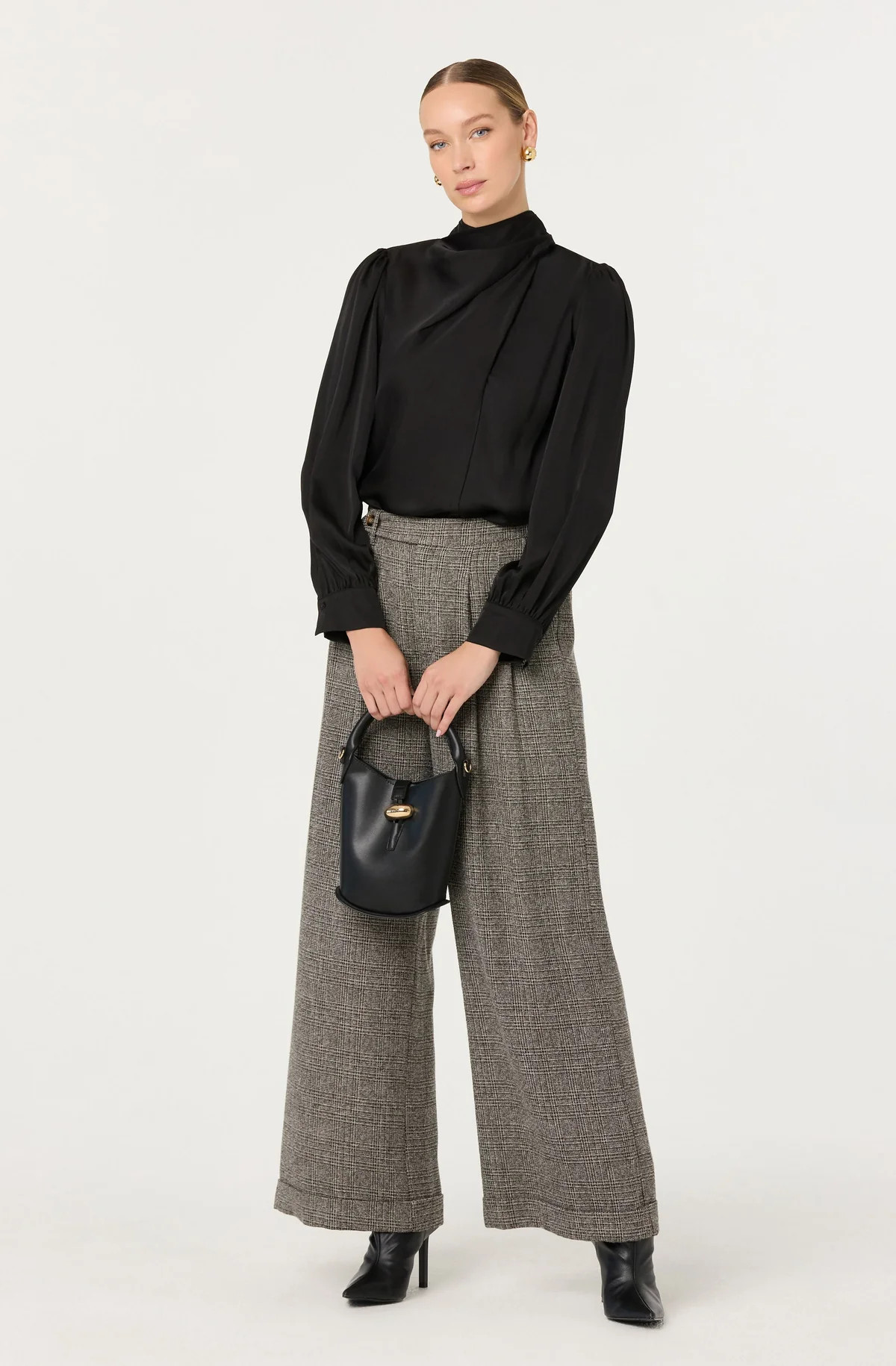 Ivonne High-Neck Satin Top - Black / XS | ASTR The Label (US)