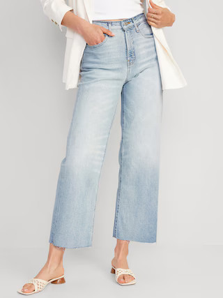 Extra High-Waisted Cropped Cut-Off Wide-Leg Jeans for Women | Old Navy (US)
