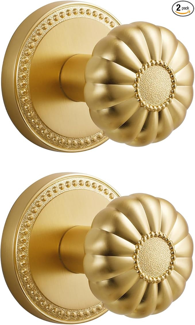 Dummy Gold Door Knobs Interior Satin Brass Dummy Door Handle Single Sided Decorative,Zinc Alloy 2... | Amazon (US)