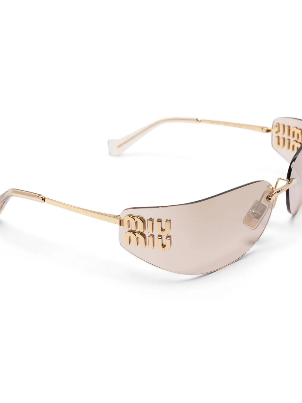 Miu Miu Eyewear logo-plaque Sunglasses | Gold | FARFETCH | Farfetch Global