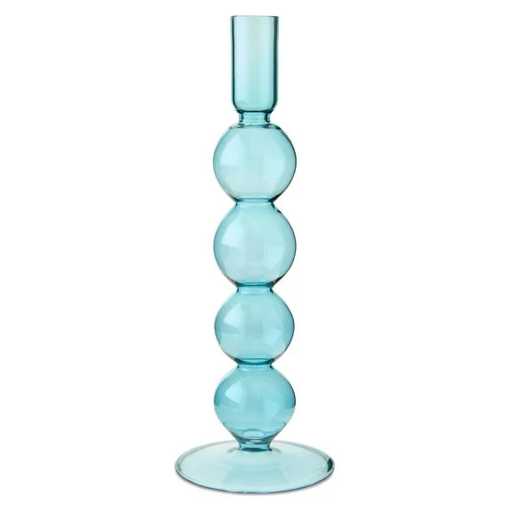 Best seller Holiday Time Medium Blue Glass Christmas Taper Candle Holder, 10", by Holiday Time 5 ... | Walmart (US)