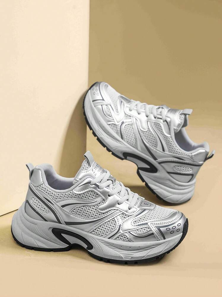 Women 4-Season Casual Sneakers, Athletic Shoes, Fashionable Chunky Sneakers, Comfortable Work Sho... | SHEIN