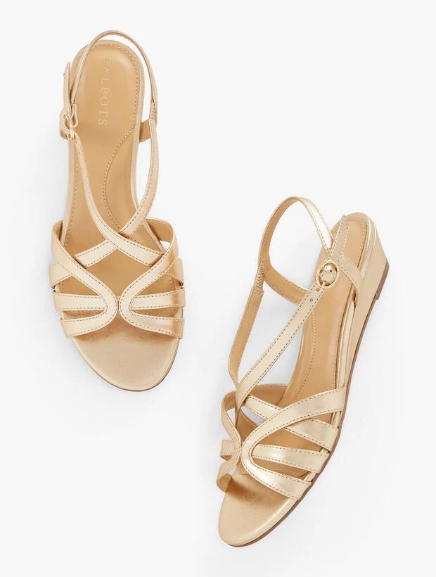 Capri Leather Wedge Sandals - Metallic | Talbots