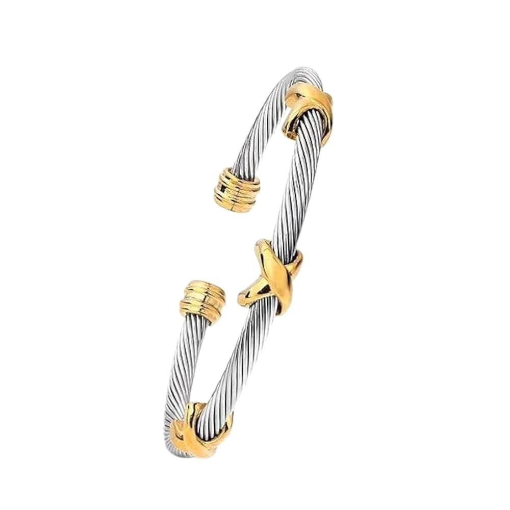 Multi Twisted Cable Wire Cross Bracelet For Women Men Classic Stainless Steel Fashion Stackable O... | Amazon (US)