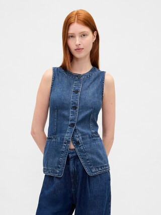 UltraSoft Denim Longline Vest | Gap (US)