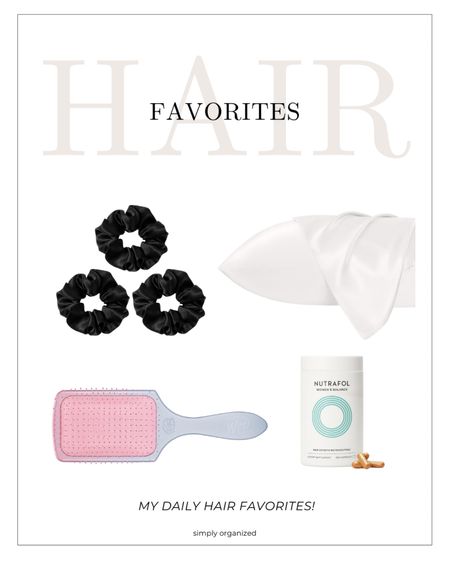These are the items I use daily for hair health! Silk hair ties at night, a silk pillowcase, vitamins and a hair brush. Otherwise, I don’t mess with my hair all that much on the daily. I barely even brush my hair! 😆

#LTKBeauty