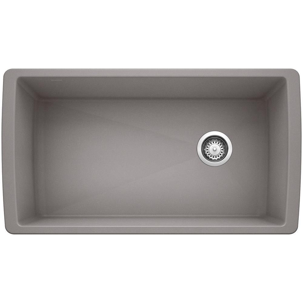 Blanco DIAMOND Silgranit Undermount Granite Composite 33.5 in. Single Bowl Kitchen Sink in Metallic  | The Home Depot