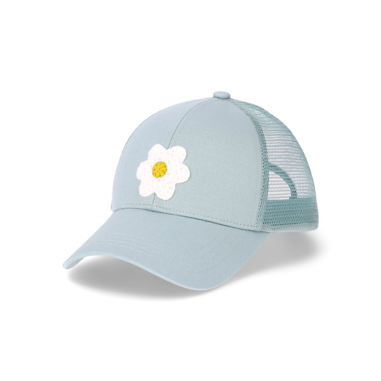 No Boundaries Teal Flower Trucker Hat, Women's | Walmart (US)