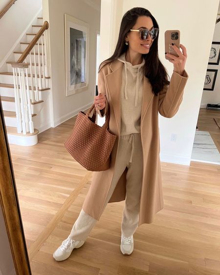 Kat Jamieson of With Love From Kat shares a fall outfit with a sold out Gerard Darrel camel coat (similars linked below!) Knit set, tote bag, wool coat, sneakers.

#LTKSeasonal #LTKunder100