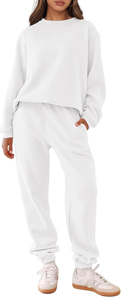 ANRABESS Women's Two Piece Outfits Sweatsuit Lounge Set Long Sleeve Crewneck Sweatshirt Jogger Pa... | Amazon (US)