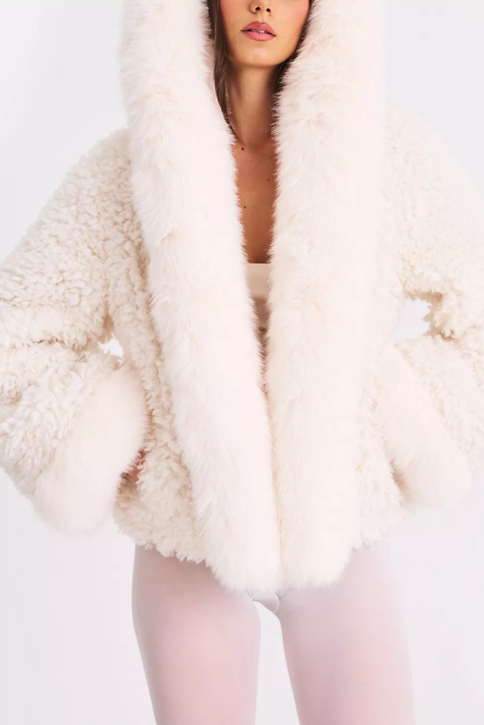 Miss Circle Jumbo Kali Vegan Shearling Hooded Faux Fur Coat | Urban Outfitters (US and RoW)