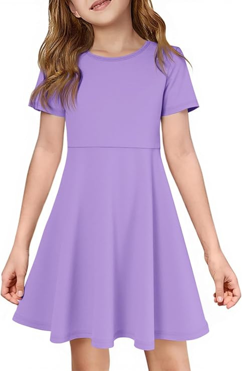 Imily Bela Girls Summer Short Sleeve Dress A Line Swing Basic Skater Twirl Party Dresses 5-14 Yea... | Amazon (US)