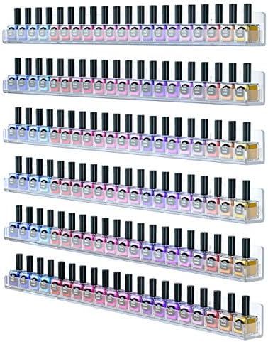 FEMELI 24 Inch Nail Polish Wall Rack 6 Shelves,Clear Acrylic Nail Polish Holder Organizer for 130-18 | Amazon (US)