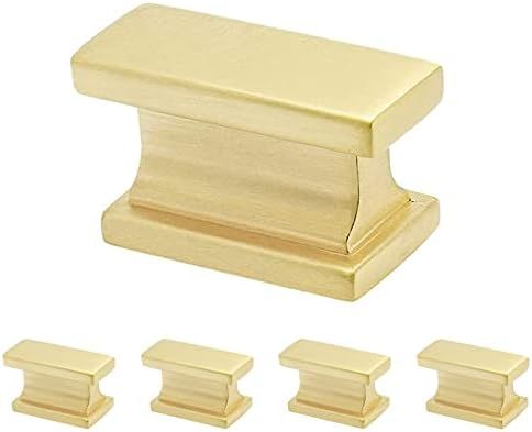 Cionyce 5 Pack Brushed Satin Brass Cabinet Knobs, Rectangle Knobs Cabinet Hardware Dresser Knobs for | Amazon (US)