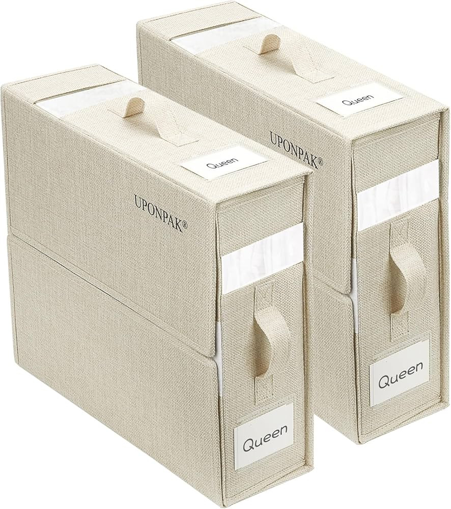 2 Pack Bed Sheet Organizers and Storage, Foldable Sheet Organizer for Linen Closet, Sheets Set Fo... | Amazon (US)