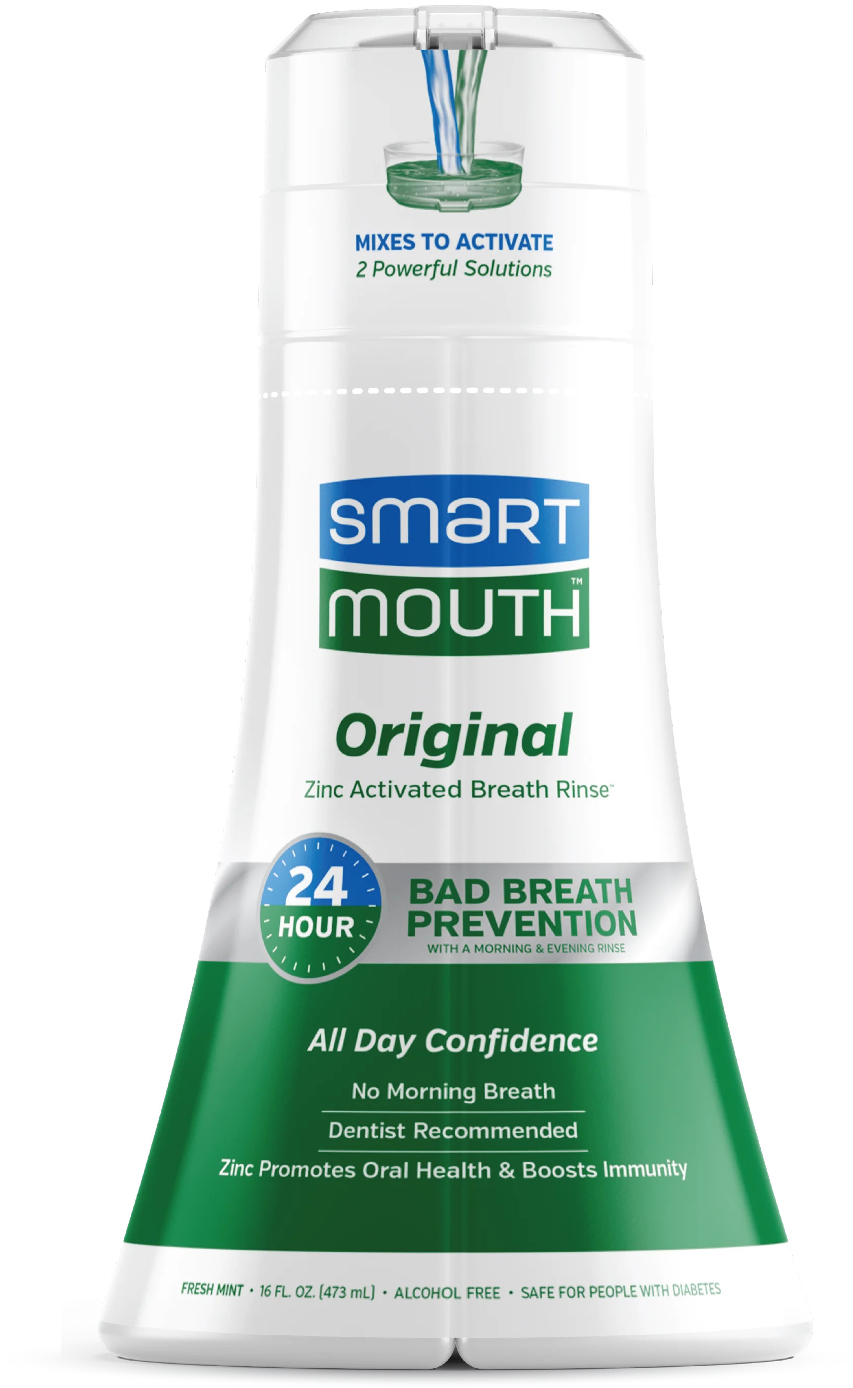 SmartMouth The Original Activated Dual-Solution Breath Rinse Mouthwash, Fresh Mint, 16 fl oz | Walmart (US)