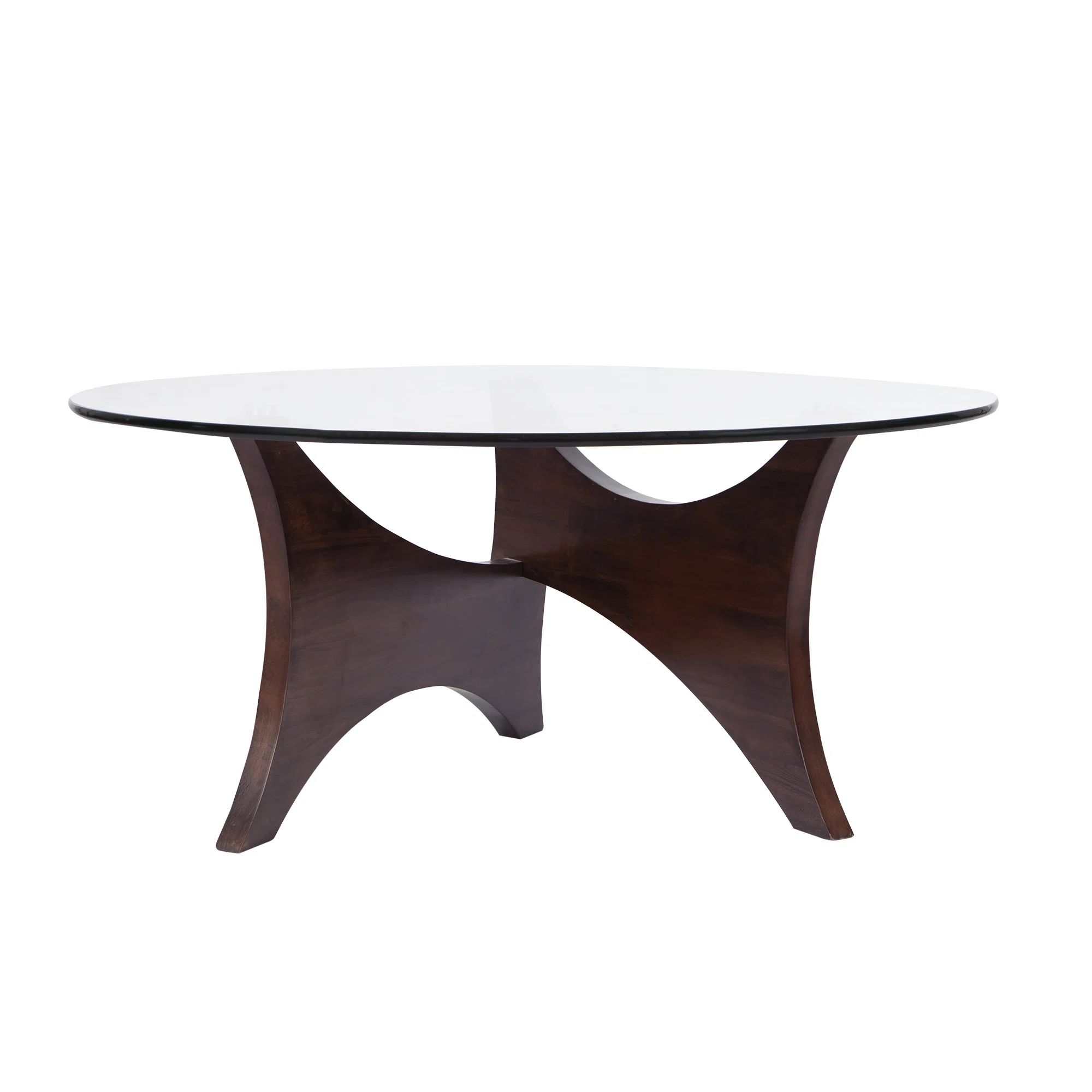 Ivy Bronx Krassimir Glass Top Coffee Table Wood Base | Wayfair | Wayfair North America