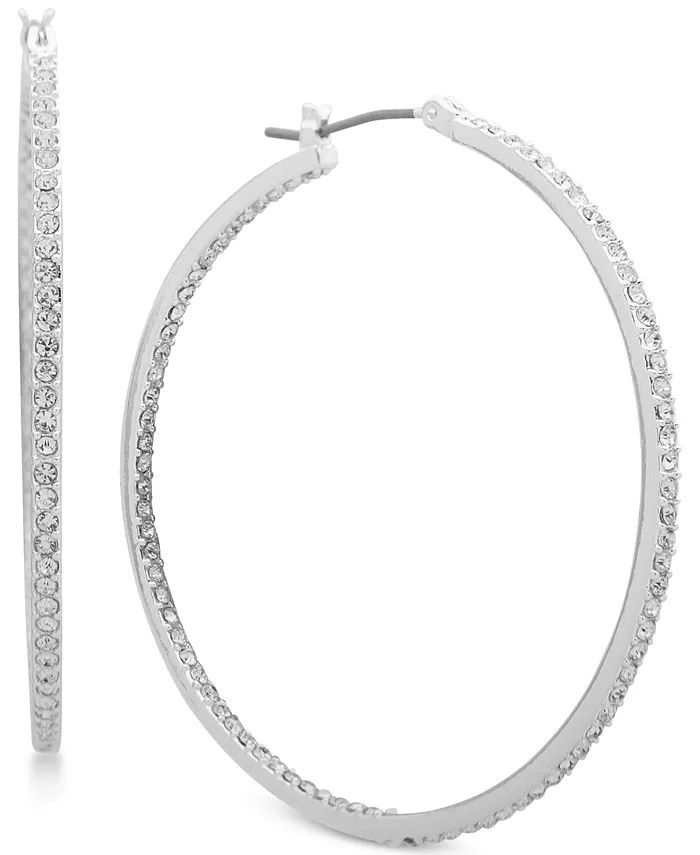 Silver-Tone Pavé In & Out Medium Hoop Earrings | Macys (US)