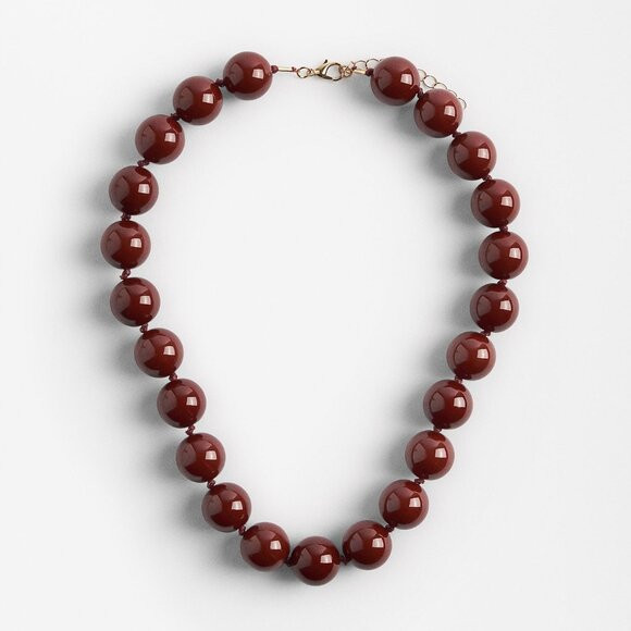 Dark Red Beaded Statement Necklace Fall 2025 | Poshmark