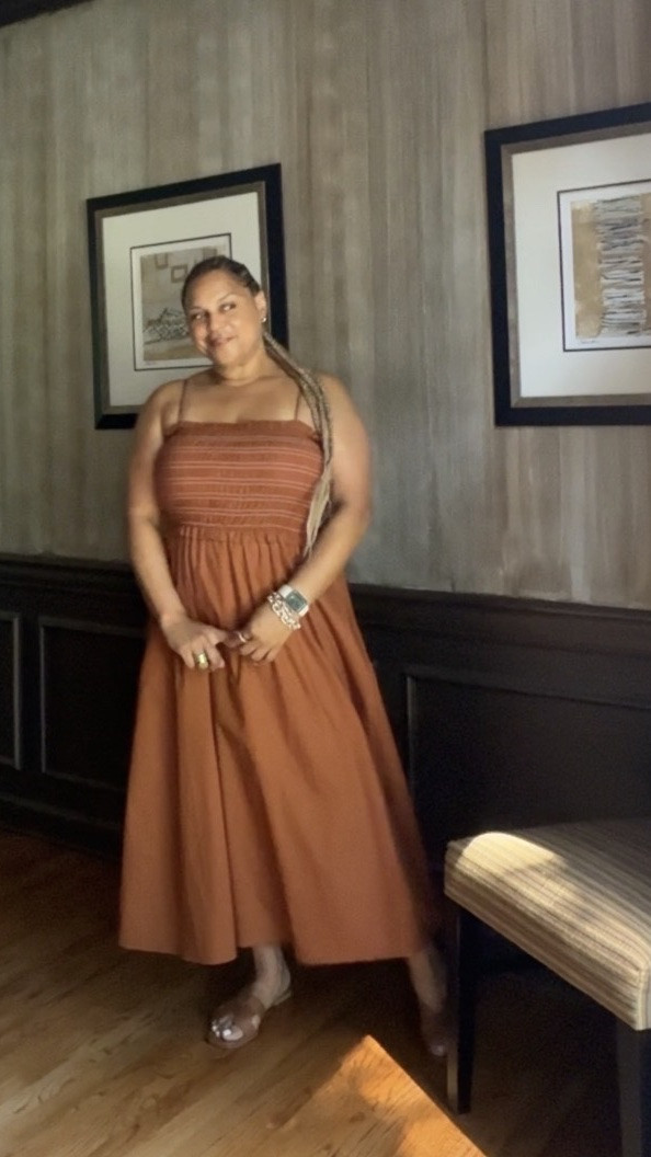 This brown smocked mist dress is going with me from summer to fall.
Fall transition sleeveless dress

#LTKSeasonal #LTKOver40 #LTKootd