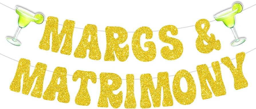 Pre-strung Margs and Matrimony Bachelorette Decorations Banner, Glitter Bachelorette Party Decora... | Amazon (US)