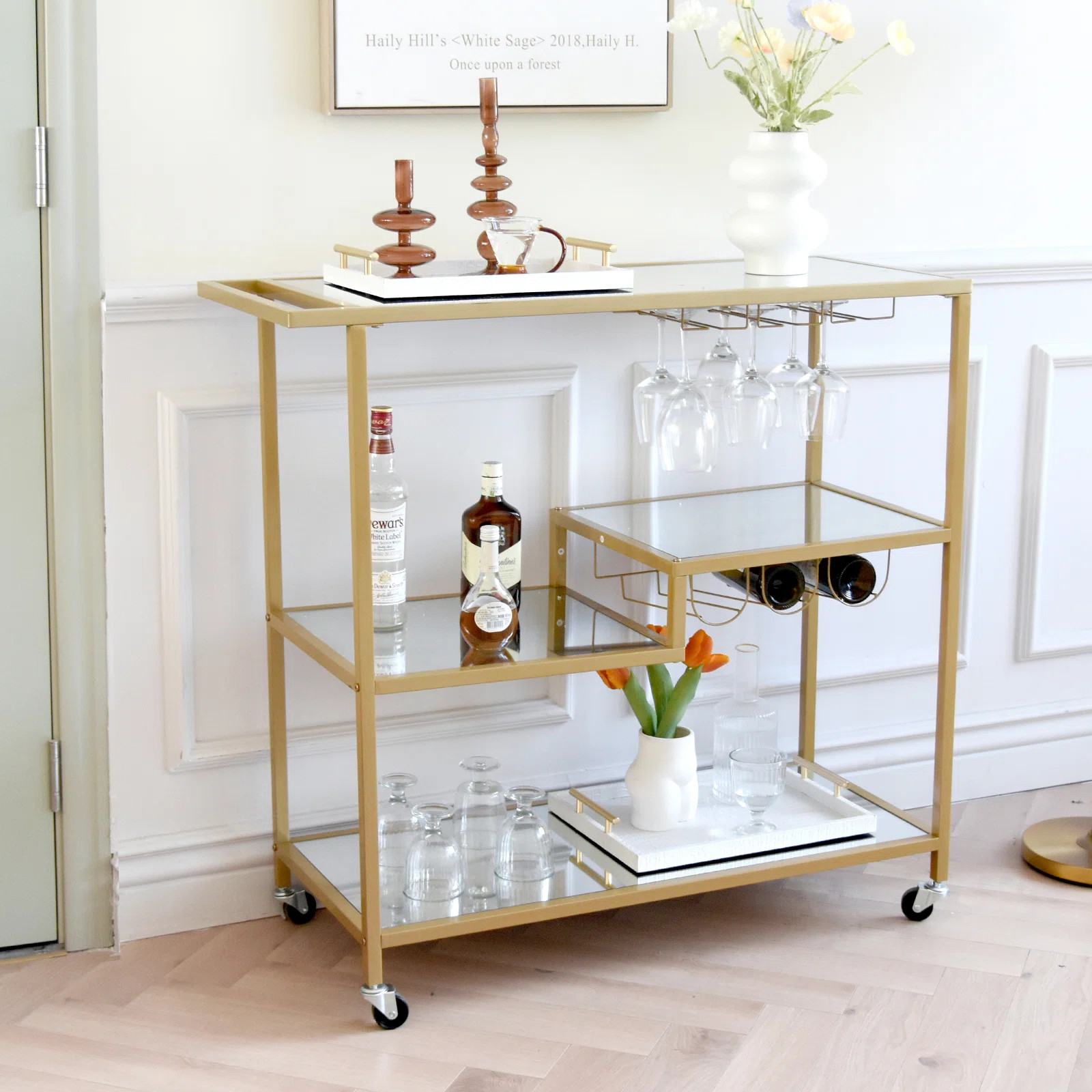 Gregoriana Mirror Bar Serving Cart | Wayfair North America