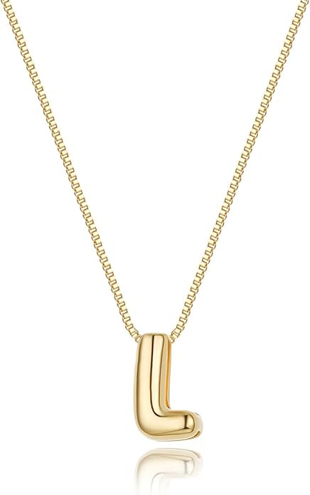 Bubble Gold Initial Necklaces Dainty Letter Necklace 14K Gold Plated Cute Name Choker Necklaces f... | Amazon (US)