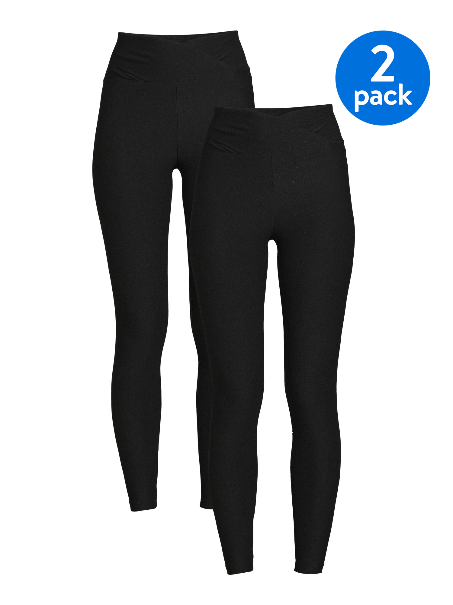 Eye Candy Juniors' Leggings with Crossover V Waistband, 2-Pack - Walmart.com | Walmart (US)