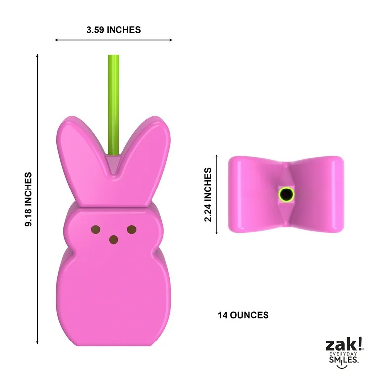 Peeps Sculpted Tumbler with Straw, Pink, 14oz | Walmart (US)
