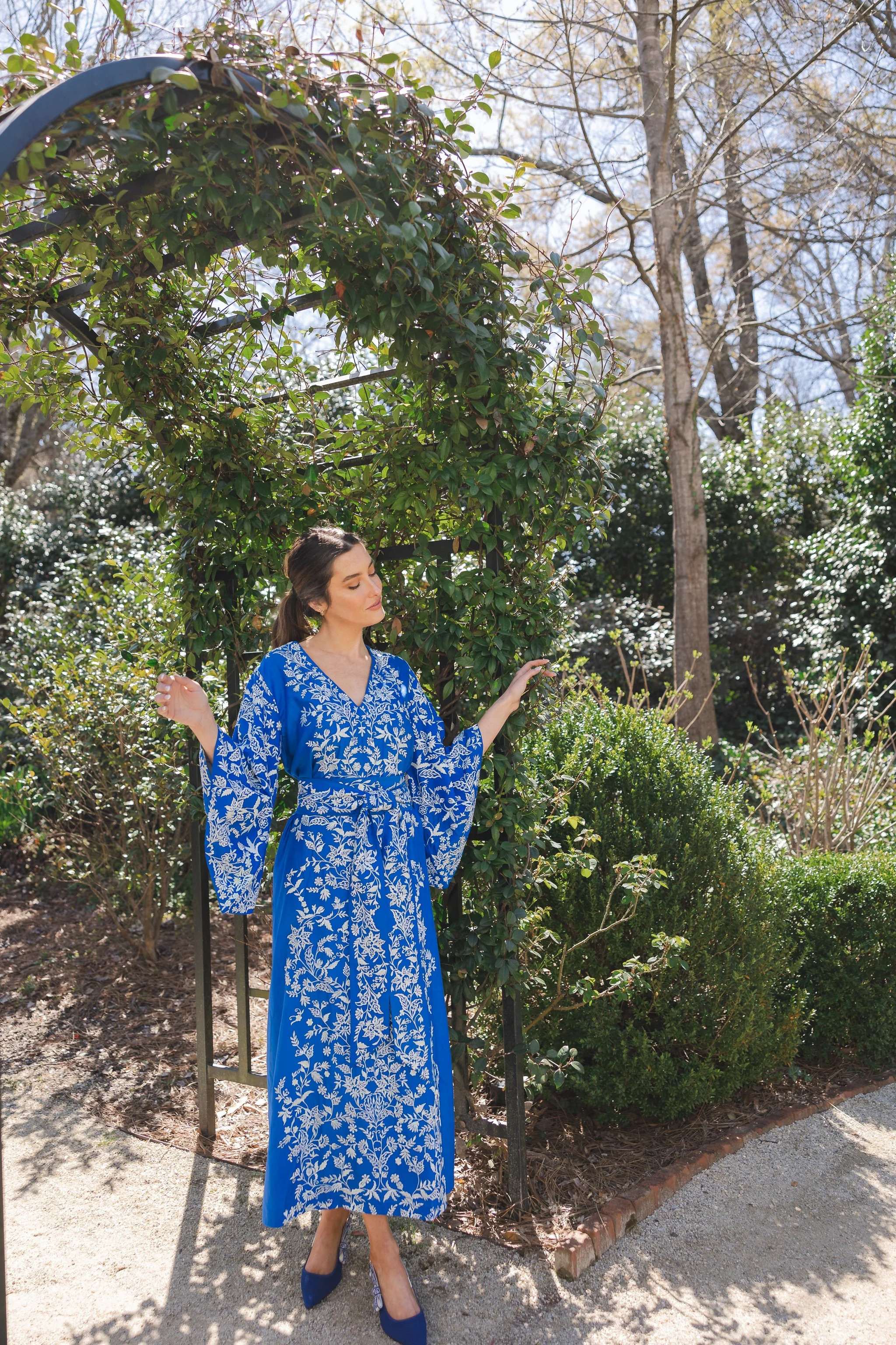 SS Kaftan | Cobalt Blue/Sky Blue Silk | SUE SARTOR
