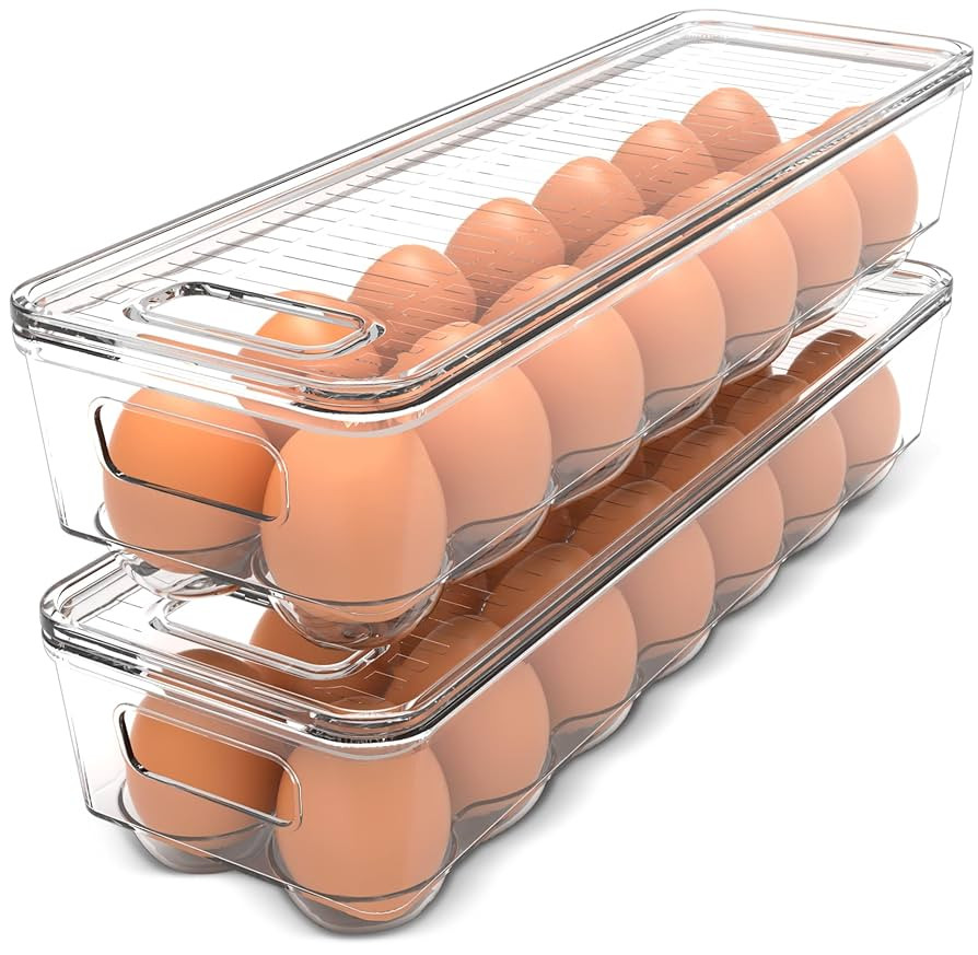 Utopia Home Egg Container With Lid and Handle for Refrigerator Organization- Pack of 2 - Clear St... | Amazon (US)