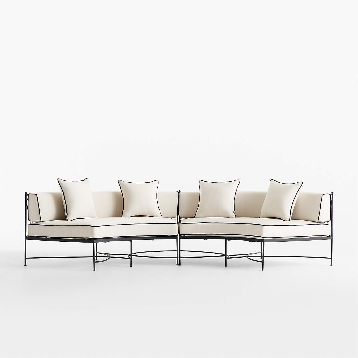 Galleria 72" Metal Outdoor Curved Sofa with Cushions | Crate & Barrel | Crate & Barrel