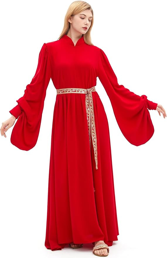 Princess Costume Adult Bride Women's Red Medieval Plus Size Costumes Red Dress Long Sleeve Hallow... | Amazon (US)