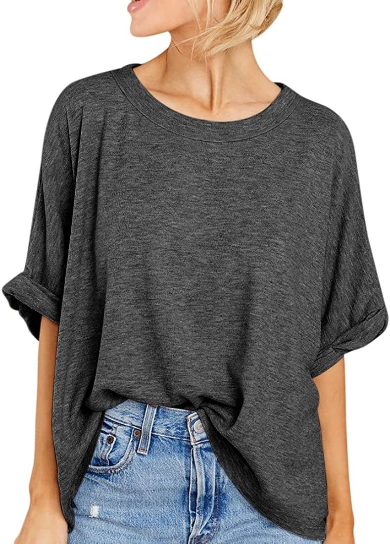 Women Oversized T-Shirt Summer Casual Short Sleeve Loose Tee Tops | Amazon (US)