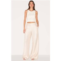 Cream Textured Woven Tailored Trousers | PrettyLittleThing UK