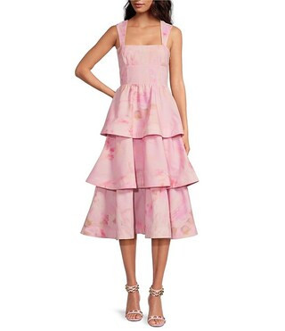 Gianni Bini x Shea Leigh Mills Dolly Printed Sateen Tiered Dress | Dillard's | Dillard's
