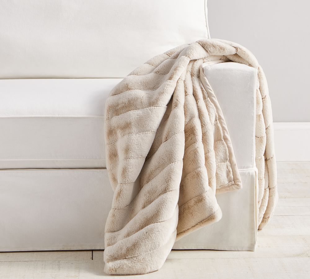 Faux Fur Channel Throw | Pottery Barn (US)