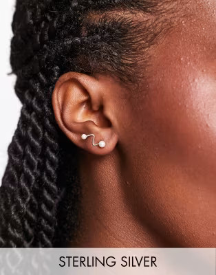 Kingsley Ryan sterling silver zig zag faux pearl climber earrings | ASOS (Global)