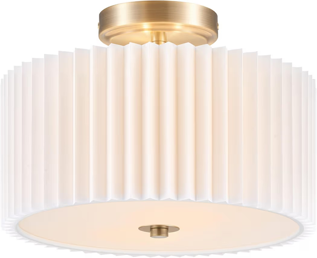 VONLUCE Semi Flush Mount Ceiling Light, 12.2" Ceiling Light Fixture with Pleated Shade, 2-Light M... | Amazon (US)