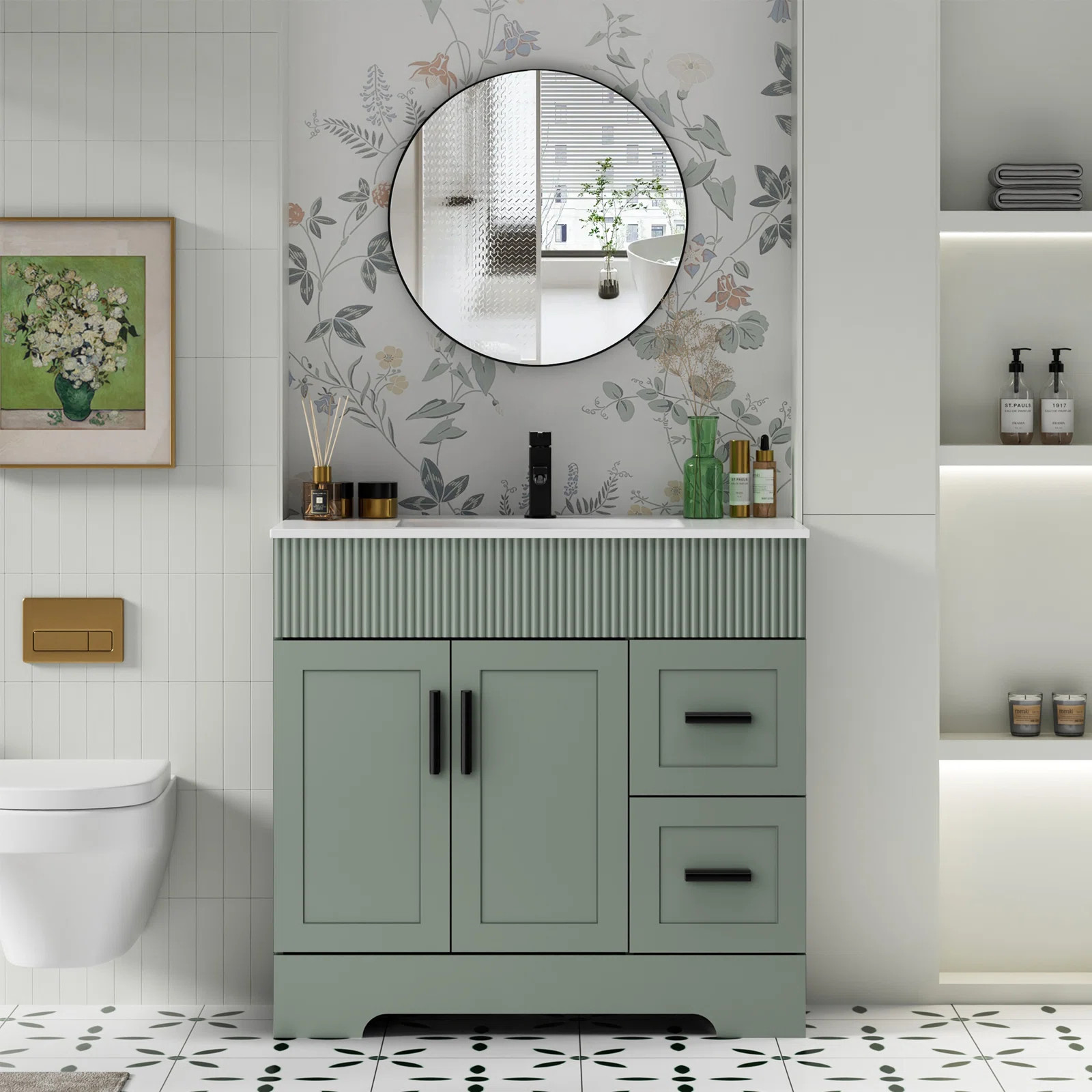 Wade Logan® Breonica 36'' Single Bathroom Vanity with Ceramic Sink Top, Water Saving Faucet & Re... | Wayfair North America