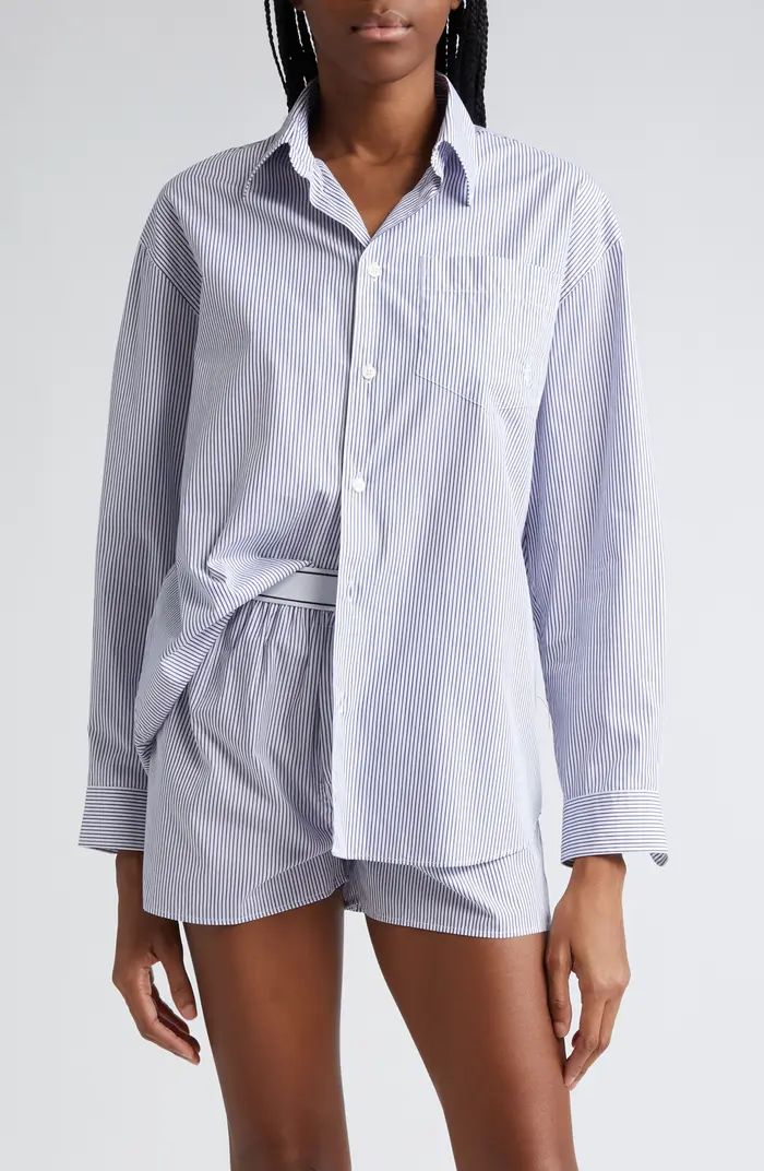 Sporty & Rich Stripe Cotton Button-Up Shirt | Nordstrom | Nordstrom