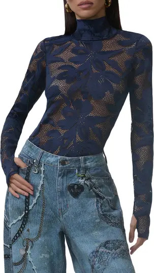 Zadie Turtleneck Sheer Lace Top | Nordstrom